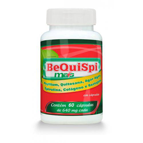 Bequispi Mais (psyllium/ Quitosana/ Agar Agar/ Spirulina/ Colágeno/ Berinjela) 60 Capsulas 640mg