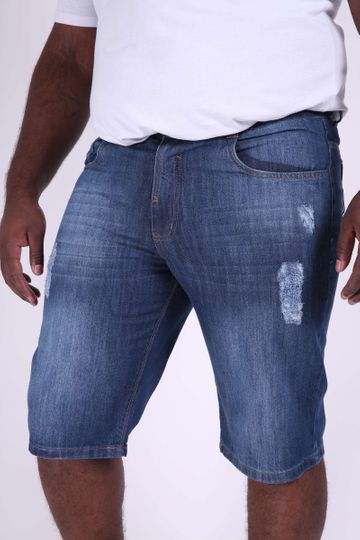 Bermuda Jeans com Puidos Plus Size 48