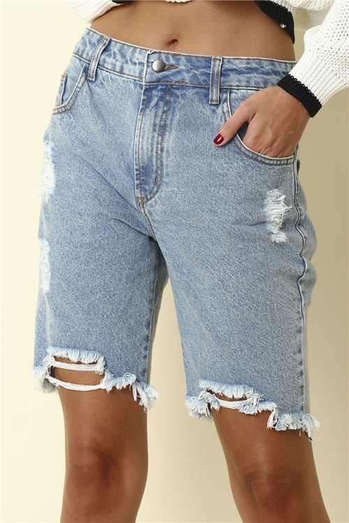 Bermuda Jeans Detonada - Jeans Tamanho: 36