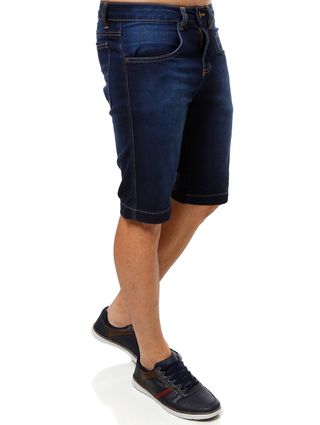 Bermuda Jeans Moletom Masculina Azul