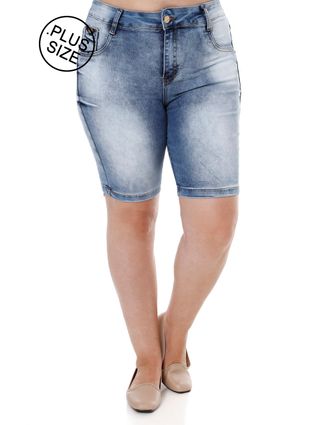Bermuda Jeans Plus Size Feminina Amuage Azul
