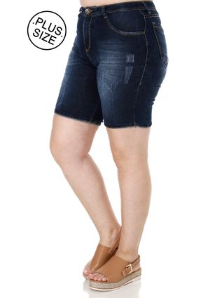 Bermuda Jeans Plus Size Feminina Azul