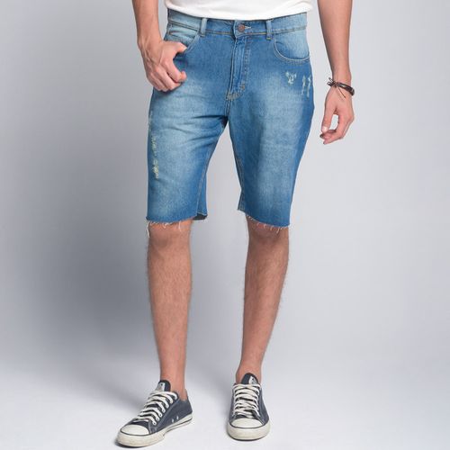 Bermuda Jeans Regular Puído Azul - 44