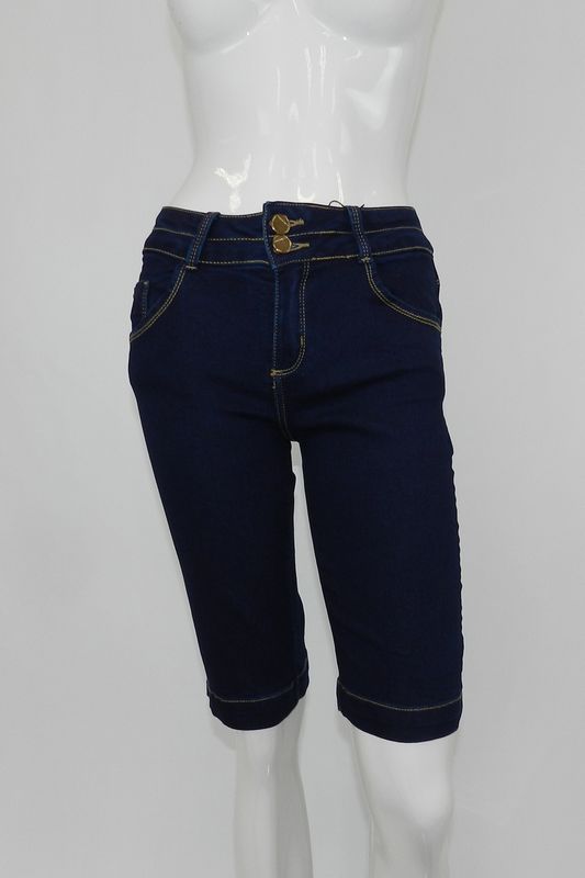Bermuda Lado Avesso Jeans Curve Azul Tam. 42