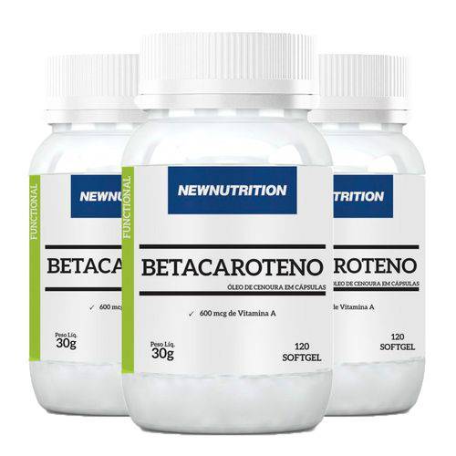 Betacaroteno com Vitamina a - 3 Un de 120 Cápsulas - NewNutrition