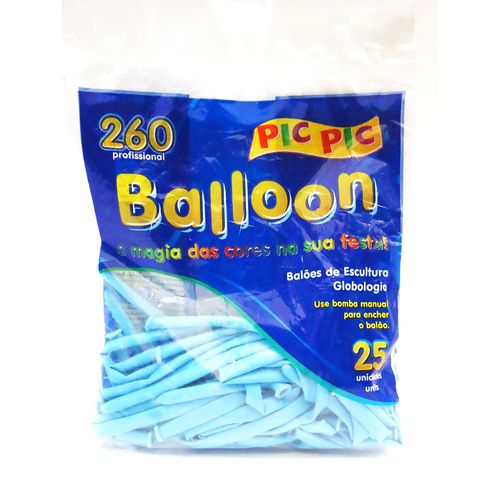 Bexiga Pic Pic Palito Balloon 260 Azul Claro - 25 Unidades 1016862