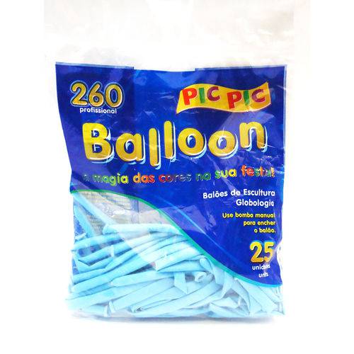 Bexiga Pic Pic Palito Balloon 260 Azul Claro - 25 Unidades