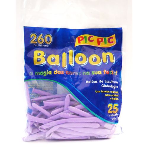Bexiga Pic Pic Palito Balloon 260 Lilas - 25 Unidades 1016866