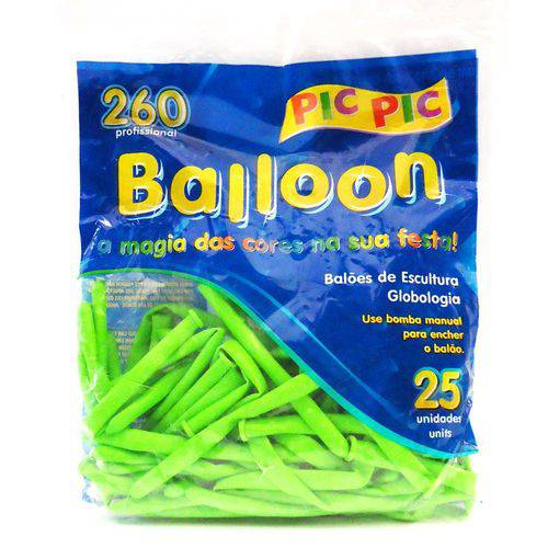 Bexiga Pic Pic Palito Balloon 260 Verde Limao - 25 Unidades