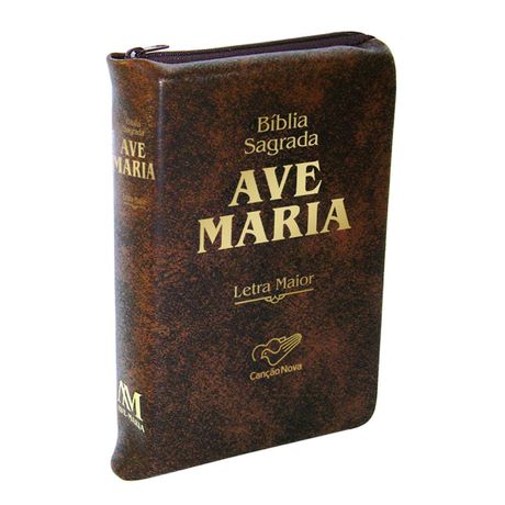 Bíblia Ave Maria Letra Maior com Zíper Marrom