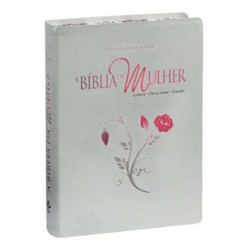 Bíblia da Mulher Nova Edição com Bordas Floridas Branca Grande