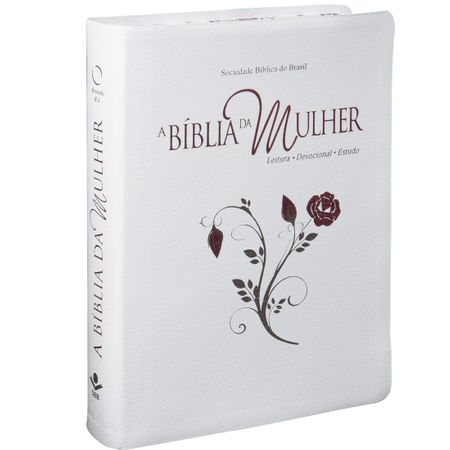 Bíblia da Mulher RA Média Bordas Floridas Tulipa Relevo Branca
