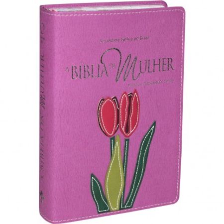 Bíblia da Mulher RA Média Bordas Floridas Tulipa Relevo Orquídea