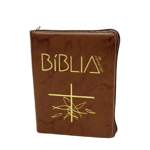 Biblia de Aparecida Bolso - Ziper Flexivel Marrom - Santuario