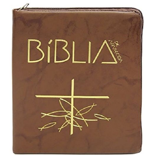 Biblia de Aparecida Media - Ziper Flexivel Marrom - Santuario
