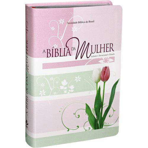 Bíblia de Estudo da Mulher Leitura Devocional Ra - Luxo - Floral Média Tulipas
