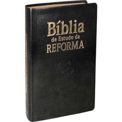 Biblia de Estudo da Reforma - Capa Luxo Preta em Couro Sintetico