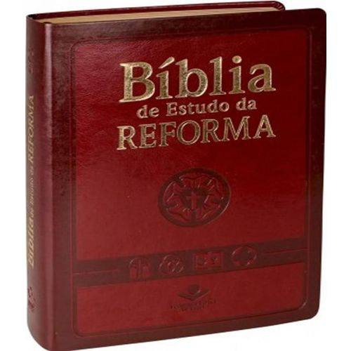 Biblia de Estudo da Reforma - Capa Luxo Vinho em Courino