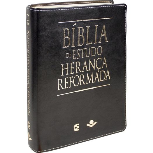 Biblia de Estudo Heranca - Couro Preta - Reformada - Sbb
