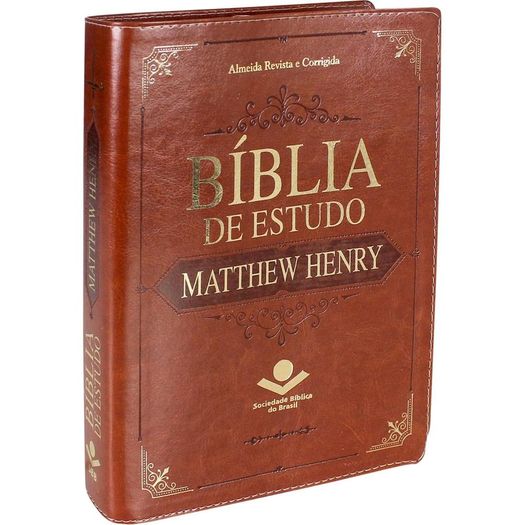 Biblia de Estudo Matthew Henry - Capa Marrom - Letra Marrom - Sbb