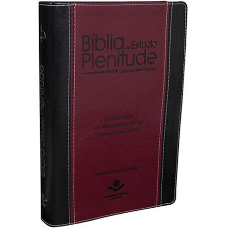 Bíblia de Estudo Plenitude Almeida Corrigida Preta e Vinho