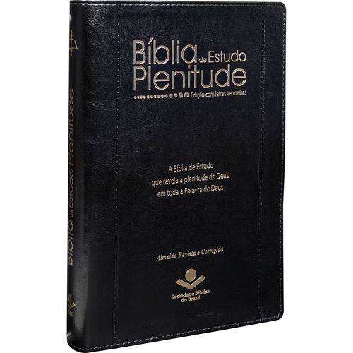 Bíblia de Estudo Plenitude - Índice Lateral e Letras Vermelhas - Revista e Corrigida (preta )