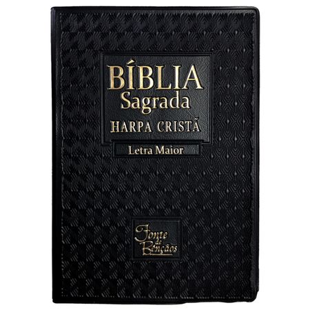 Bíblia e Harpa Fonte de Bênçãos Letra Maior Preta
