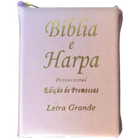 Bíblia e Harpa Pentecostal Letra Grande Lilás C/ Zíper