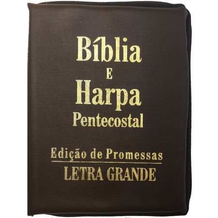Bíblia e Harpa Pentecostal Letra Grande Marrom C/ Zíper