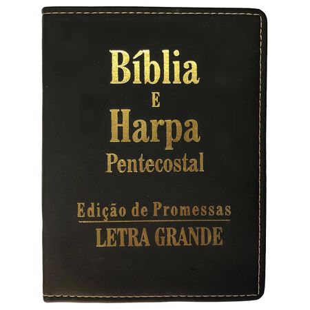 Bíblia e Harpa Pentecostal Letra Grande Preta Luxo
