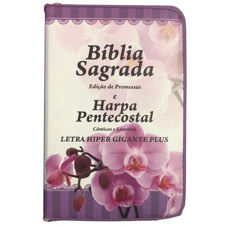Bíblia e Harpa Pentecostal Letra HiperGigante Plus Lilás (Linha Gold)