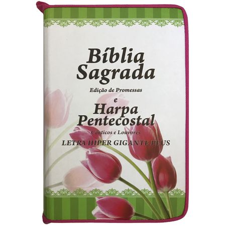 Bíblia e Harpa Pentecostal Letra HiperGigante Plus Pink (linha Gold)