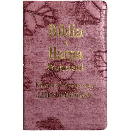 Bíblia e Harpa Pentecostal Letra HiperGigante Rosa Folhas