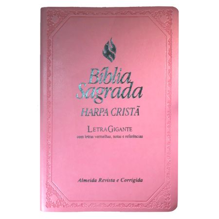Bíblia e Harpa RC Letra Gigante Rosa