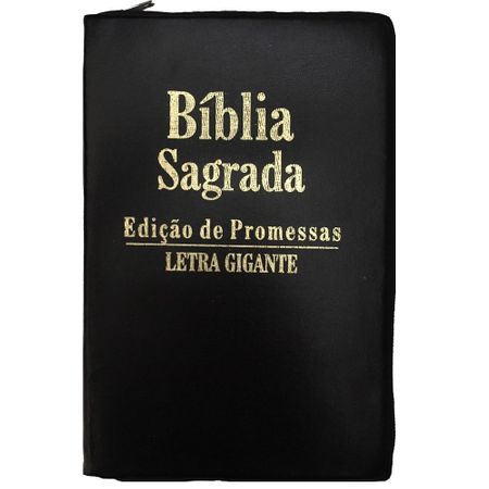 Bíblia Edição de Promessas Letra Gigante Preta C/ Zíper