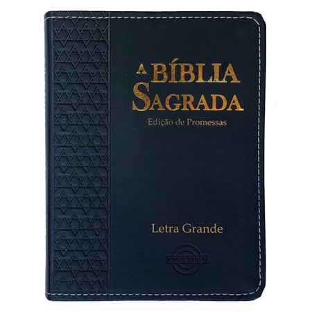 Bíblia Edição de Promessas Letra Grande Azul Marinho com Borda Estrela de Davi