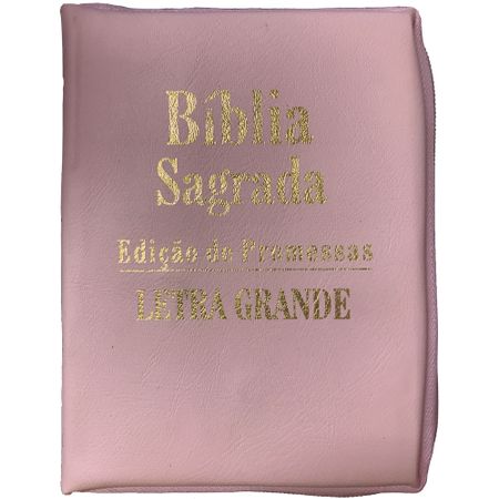 Bíblia Edição de Promessas Letra Grande Rosa C/ Zíper