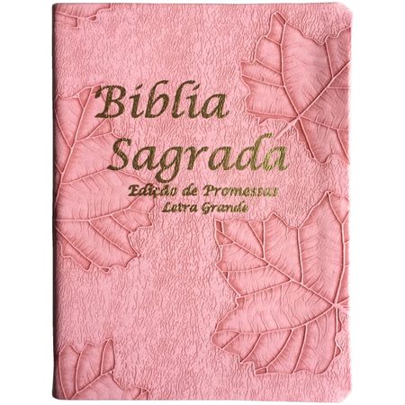 Bíblia Edição de Promessas Letra Grande Rosa Folhas
