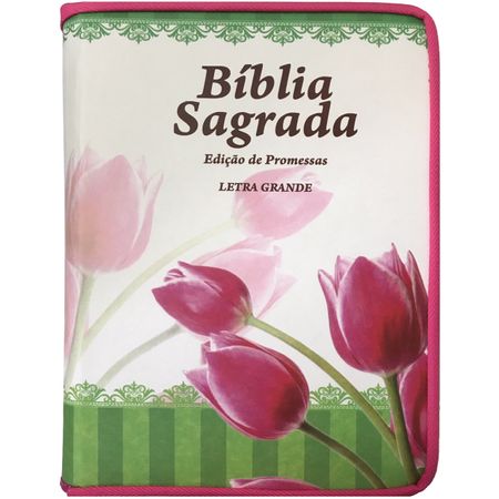 Bíblia Edição de Promessas Letra Grande Tulipa Pink (Linha Gold)