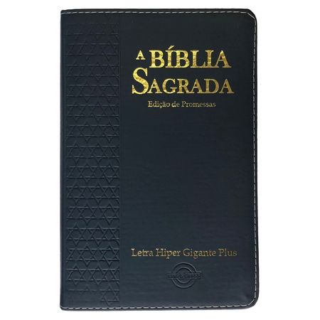 Bíblia Edição de Promessas Letra Hiper Gigante Plus Azul Marinho com Borda Estrela de Davi