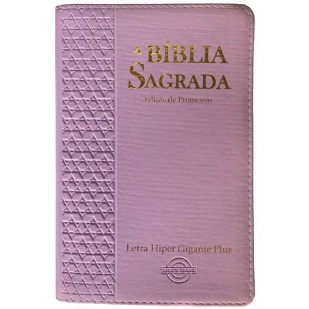 Bíblia Edição de Promessas Letra Hiper Gigante Plus Lilás com Borda Estrela de Davi