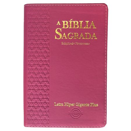 Bíblia Edição de Promessas Letra Hiper Gigante Plus Pink com Borda Estrela de Davi