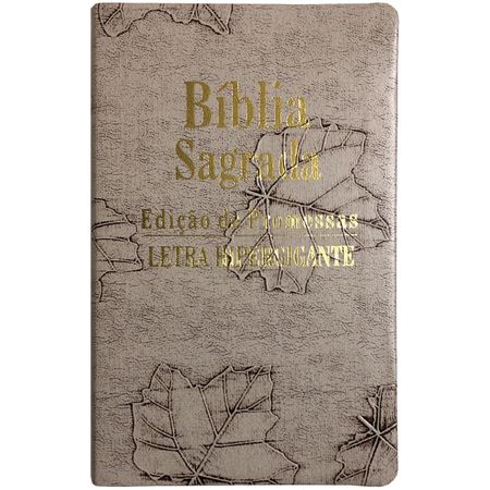 Bíblia Edição de Promessas Letra HiperGigante Bege Folhas