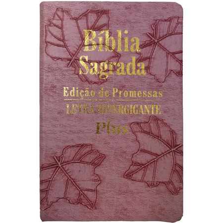 Bíblia Edição de Promessas Letra HiperGigante Plus Rosa Folhas