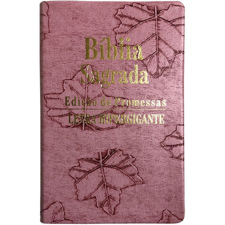 Bíblia Edição de Promessas Letra HiperGigante Rosa Folhas