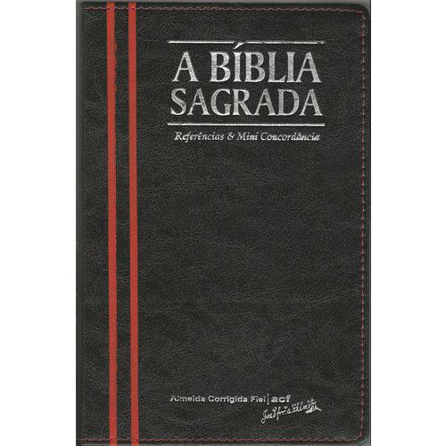 Bíblia Grande Acf (referências e Mini Concordância) - Preta com Listras Vermelhas