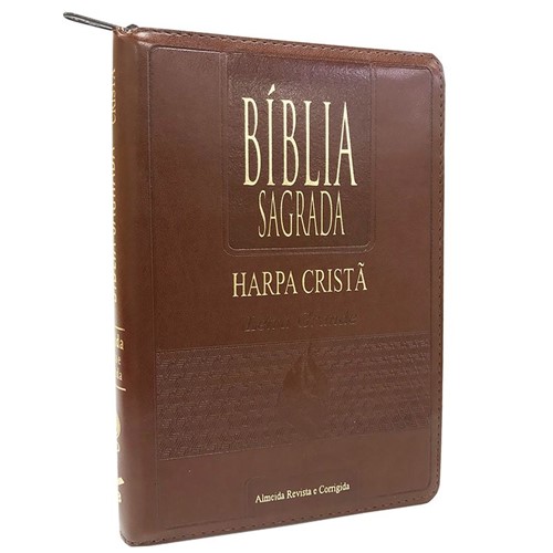 Bíblia Grande Harpa Zíper Marrom