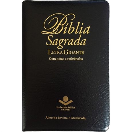 Bíblia Letra Gigante Almeida Atualizada Zíper com Índice Preta