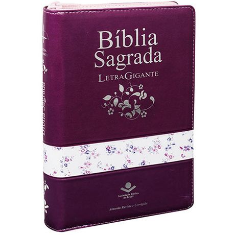 Bíblia Letra Gigante Almeida Corrigida Zíper com Índice Uva