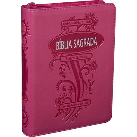Bíblia Letra Grande com Zíper e Índice | ARC Pink